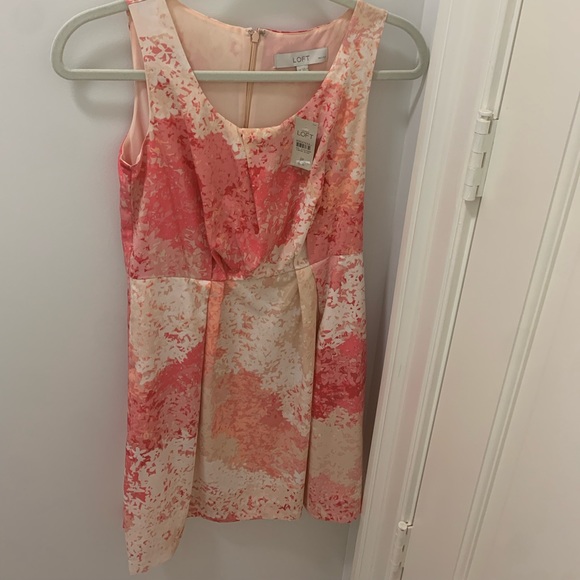 BNWT⚡️ANN TAYLOR/LOFT PETITES PINK/ORANGE/CREAM FANCY/FORMAL/SUMMER DRESS⚡️2P - Picture 11 of 14